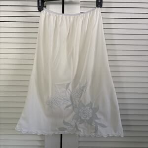 Vintage Half Slip Size S Ivory Blue Floral Appliqué Sexy Lingerie